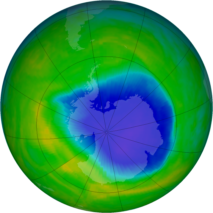 Antarctic ozone map for 10 November 1992